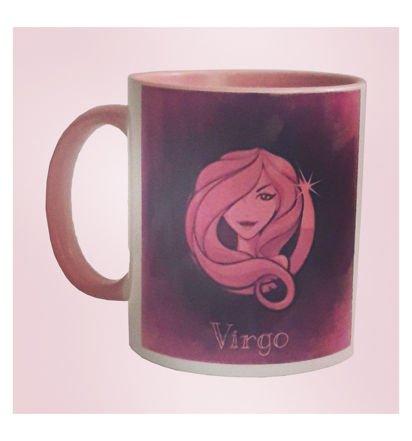 Grande tasse avec sa cuillère assortie de couleur rose - Mug personnalisable  (prénom, message, etc.) - Objet de décoration ou oeuvre artisanale sur